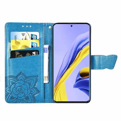 For Samsung Galaxy A51 4G SM-A515 Imprinted Butterfly Pattern Anti-scratch Phone Case PU Leather Stand Wallet Cover with Strap