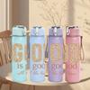1PC God Is Good Quote 750ml Color Plastic Sports Water Bottle Leakproof Flip Straw Lid Suitable for Sports Office Home Use