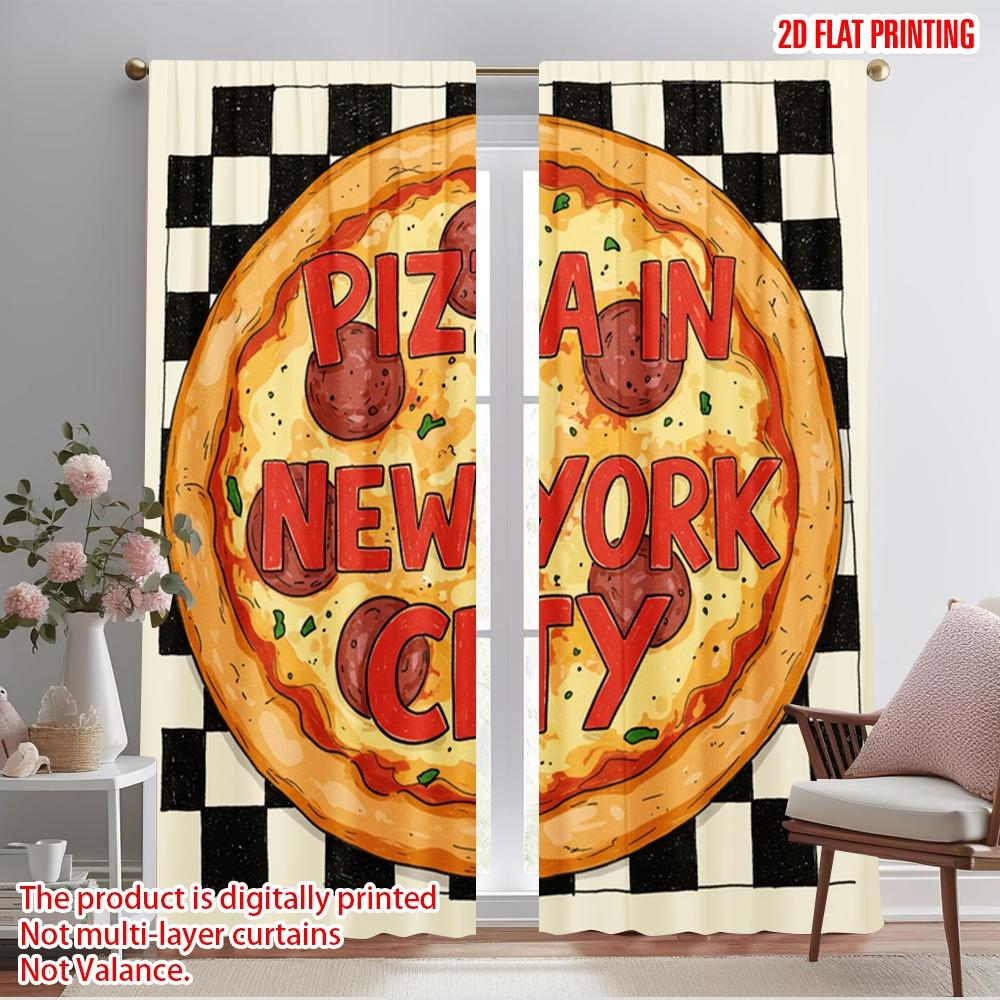 

2pcs 2D flat printing Drapes New York City Pizza Polyester Without Electricity Seasonal Party & Holiday Decor Use for All Season 52.50×116.00 CM 2pcs
