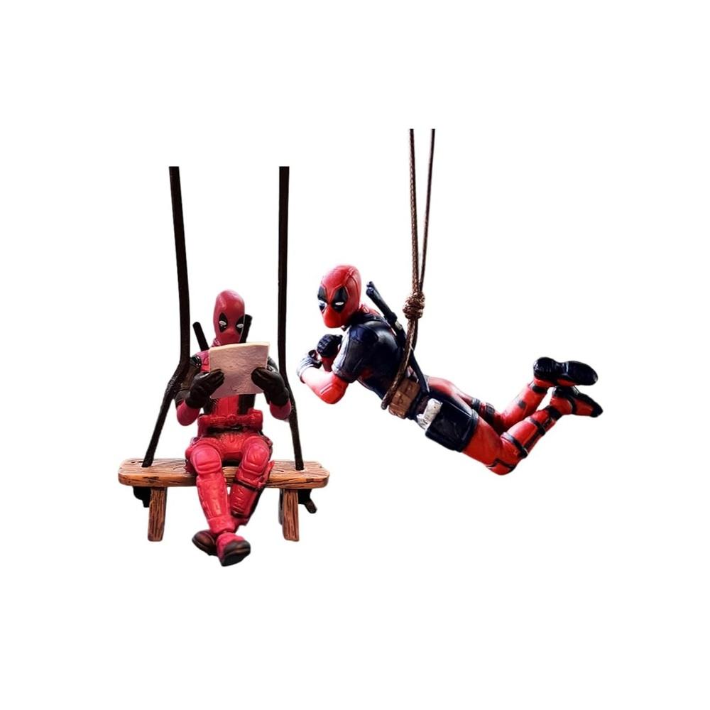 

2pcs Car Accessories for Hanging Car Decoration Charm Pendant Funny Anime Deadpool Car Hanging Ornament Personalized Car Rear Viewrror Pendant for Ca