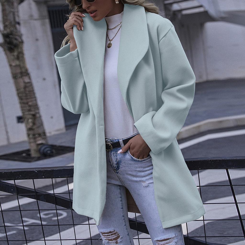 Womens Winter Wool Coat Trench Jacket Ladies Warm Slim Long Overcoat Outwear