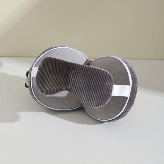 Yousheng Travel Neck Pillow with Eye Mask 2-in-1 Portable Neck Support Pillow Zippered Foldable Pillow with Carabiner for Neck Pain Relief Flights Car