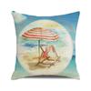 Watercolor Summer Beach Digital Printing Short Plush Pillow Covers for Car Sofa Office Cushion Cover Home Goods 60x60cm