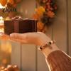 Thanksgiving Greeting Card Gift Bracelet for Women, Holiday Beaded with Commemorative Daily Wear Jewelry Maple Leaf Charm, Elastic Stretch Fall