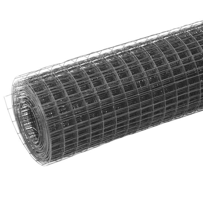 VidaXL Grillage Métal Acier Revêtement PVC 25x0,5 m Carré Gris Clôture Jardin 143653