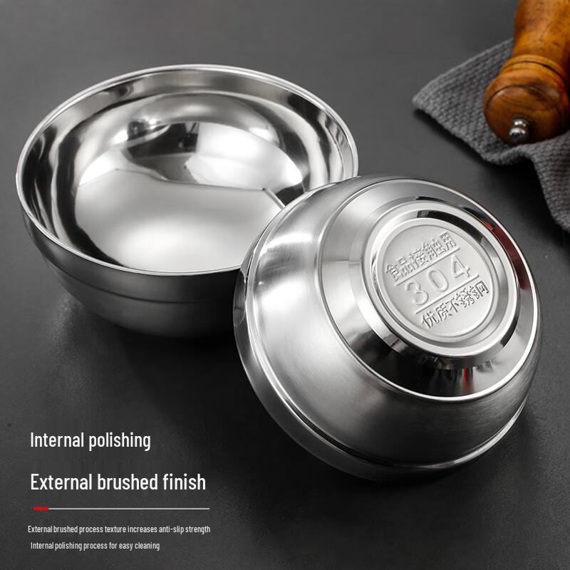 SuLi 304 Stainless Steel Double-Layer Anti-Scald Bowl