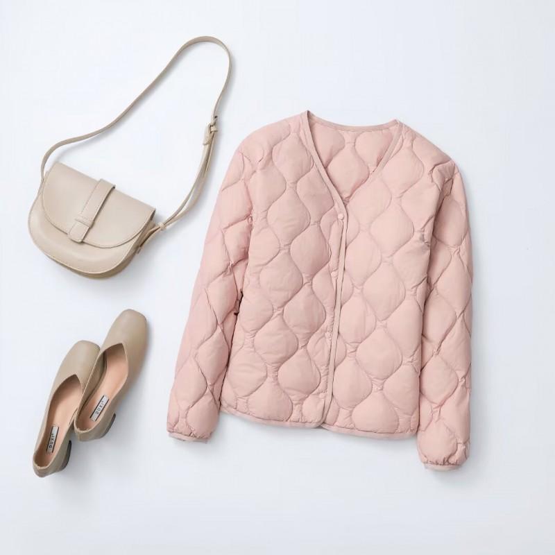 Womens Lightweight Down Vest Inner Layer Short Puffer Jacket No Collar Cloud Style Warm Thin Coat