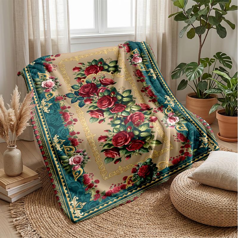 Elegant Rose Arch Design Theme blanket Lightweight Warm Flannel Blanket Decorative Throw Blanket for Home Decoration