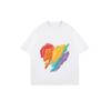 Oversize Women's Short-Sleeve T-Shirt with Rainbow Brushstroke Heart Print