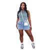 TW741 European-American Style Cotton Shorts & Sexy Tank Top Casual Two-Piece Set