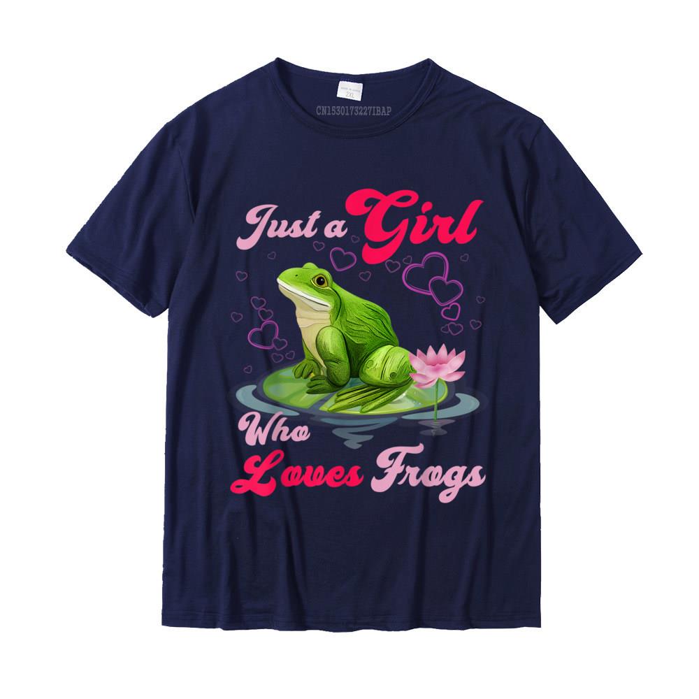 Cute And Funny Just A Girl Who Loves Frogs Women And Moms TShirt Casual T Shirts For Unisex Cotton Tops Tees Custom Company