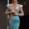 2026 Light Blue Fishtail Evening Dress: Elegant Slim Fit for Banquets and Annual Meetings