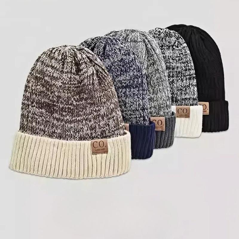 Cold Hat Letter Mark Men Korean Style Knitted Wool Hat Women Autumn and Winter Plus Velvet Thickened Ear Protection Head Hat