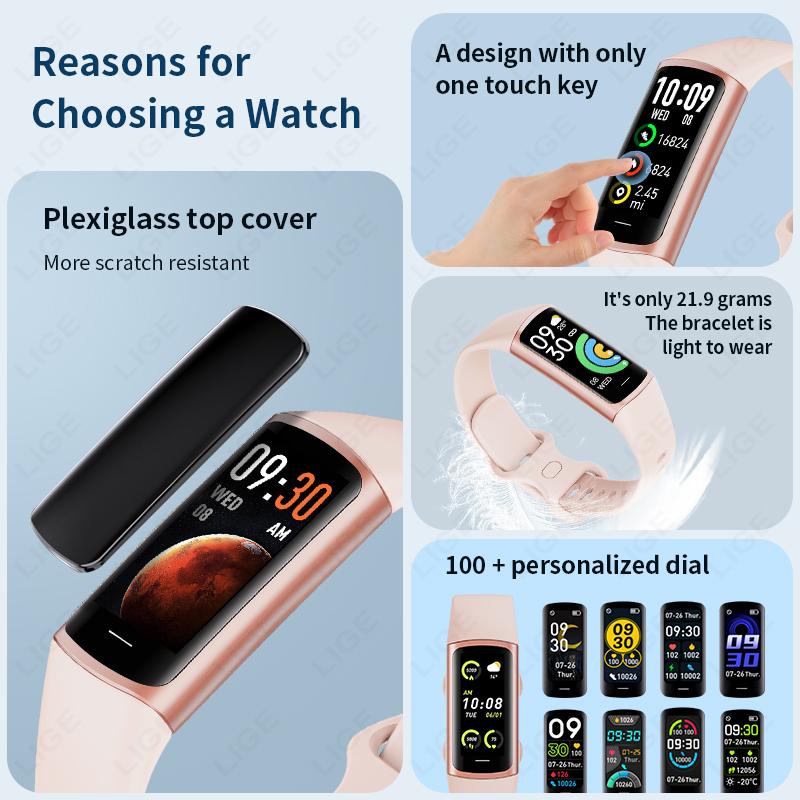 New Fashion Smartwatch Women Men Blood Oxygen Temperature Monitoring Bracelet Waterproof Sports Smart Watch Ladies Gift
