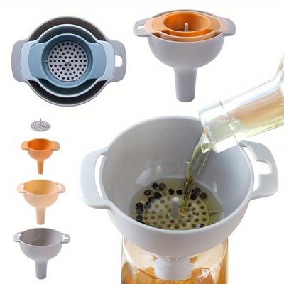 4-in-1 Funnels Set Multifunctional Plastic Oil Funnel Strainer Kitchen Tools