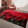 Valentine's Day Romantic Rose Area Rug Vintage Red Rose Non-Slip Floor Mat Carpet for Bedroom Living Room Romantic Home Decor