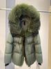 Deep winter thickened warm goose down jacket medium and long women's oversized natural real raccoon fur collar high-end jacket