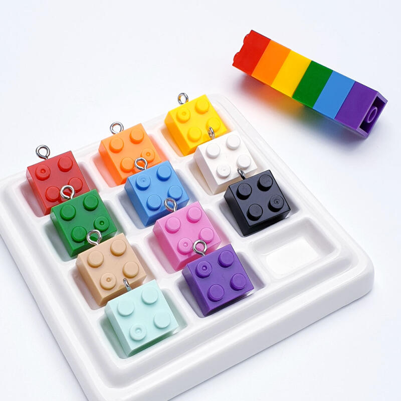 

Mini Block Pendant Keychain Material Accessories white