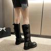 Woman Boots Knee High Platform Elegant Low Heel Trend Punk Gothic New Rock Leather Fashion Women'S Shoes Motorcycle Footwear