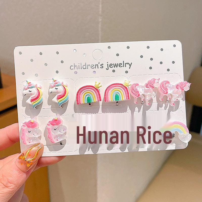 Kreskówkowe kolczyki dla dziewczynek bez przekłuwania - Słodkie, bezbolesne, letnie akcesoria na uszy dla dziecka