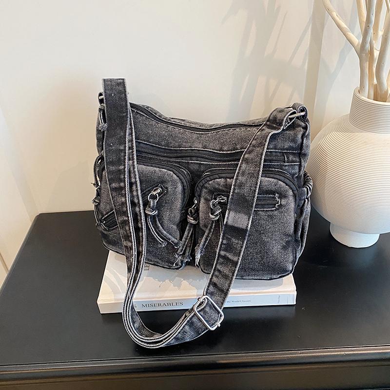 Neue große Kapazität Vielseitige lässige Umhängetasche Denim Pendler Reißverschluss Tragetasche für Damen 2026 Fashi ccise Umhängetaschen