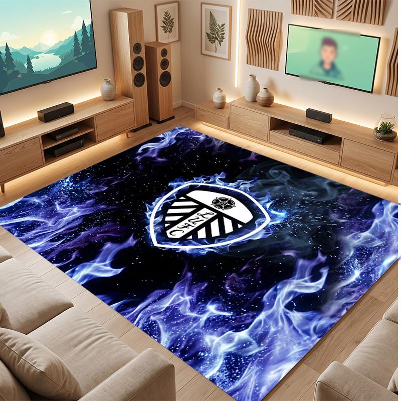 Tappeto in Velluto di Cristallo con Stampa del Leeds United Football, Comodo Assorbente d'Acqua Antiscivolo Tappeto per Pavimenti Interni
