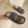 Men's and Women's Linen Breathable Sweat-absorbing Summer Slippers, Non-slip and Easy To Wear and Take Off Velcro Open-toe Sandals for Home Wear
