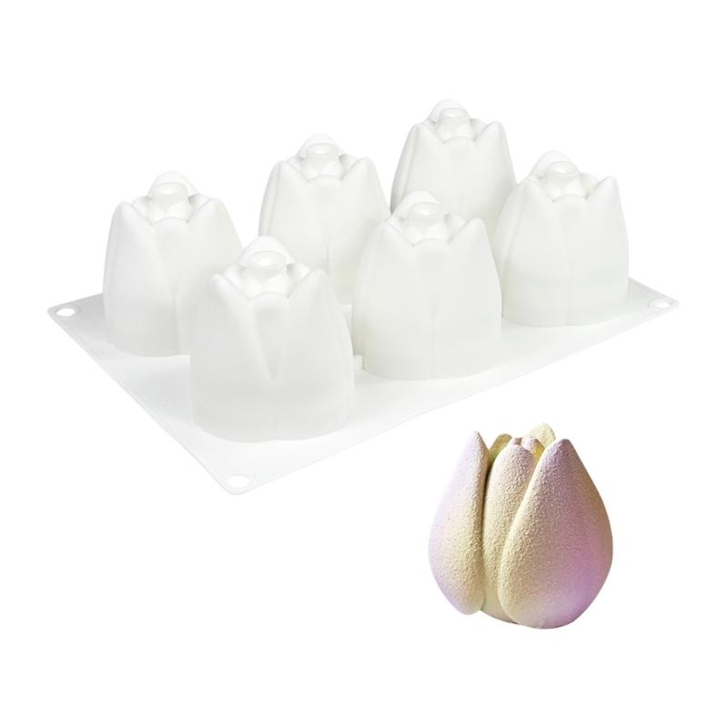 

Tulips Shape Silicone Molds Multipurpose Bakewares for Dessert Candle Flexible Efficient Durable Kitchen Essential