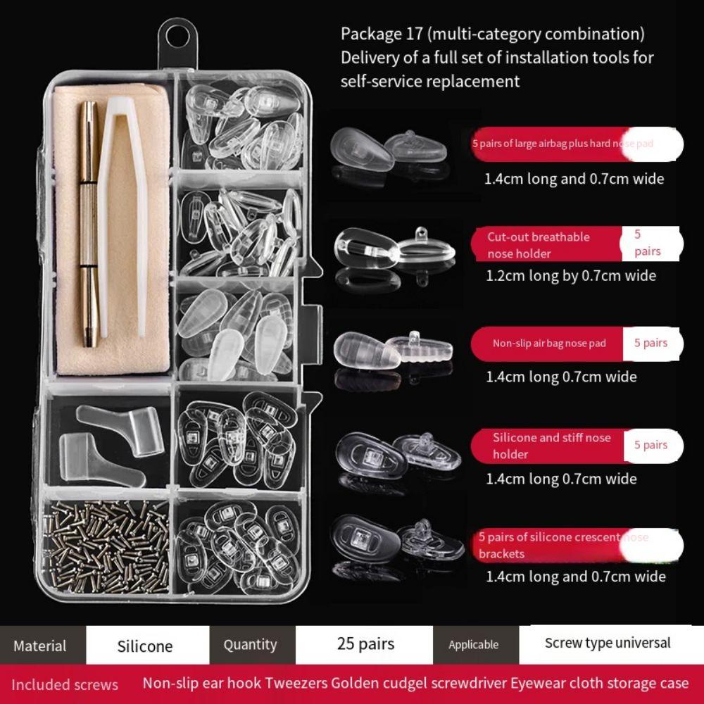 Sklisikre presisjonsskruesett Silikon Briller Reparasjonsverktøy Briller Repareringssett Solbriller