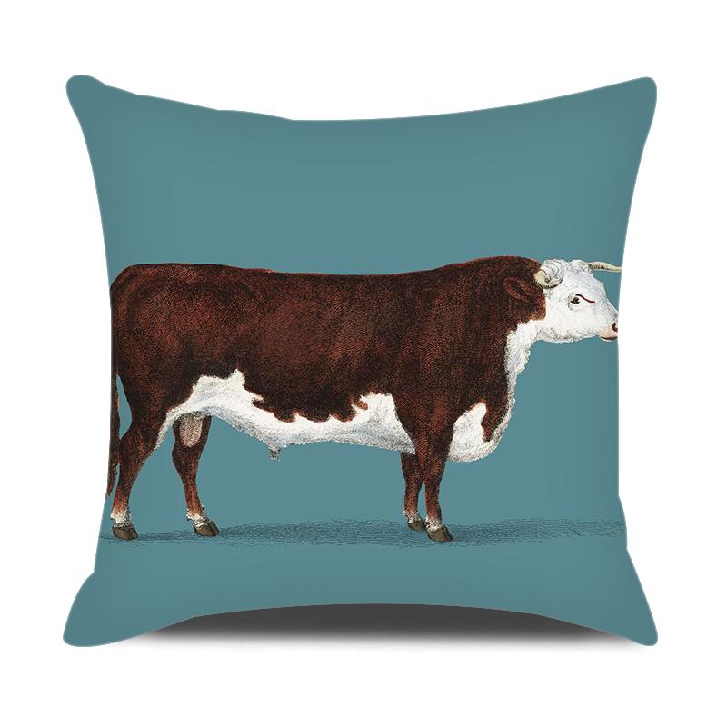 Animals Cushion Cover 18x18 Inches Throw Pillow Case Cow Sheep Donkey Pig Printed Pillow Cover Farmhouse Home Decor Cushion Case