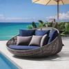 Round Rattan Outdoor Sofa Bed for Patio, Terrace, or Poolside Lounge