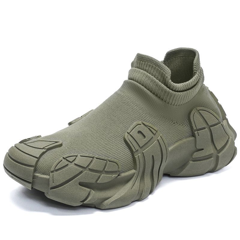

Летняя новая мужская обувь, дышащая обувь-носки из летучего трикотажа, модная обувь-лоферы на одной педали, удобная обувь для папы на мягкой подошве 45 армия зеленый