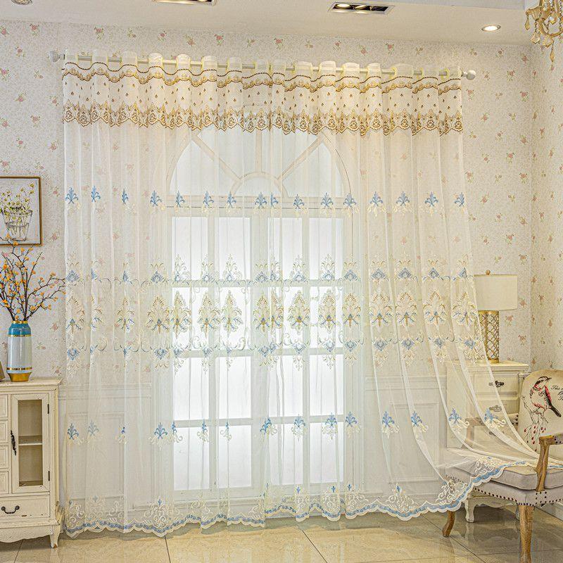 European Embroidery Curtain Curtain Floor To Ceiling Window Balcony Screen Bedroom Embroidery Window Screen