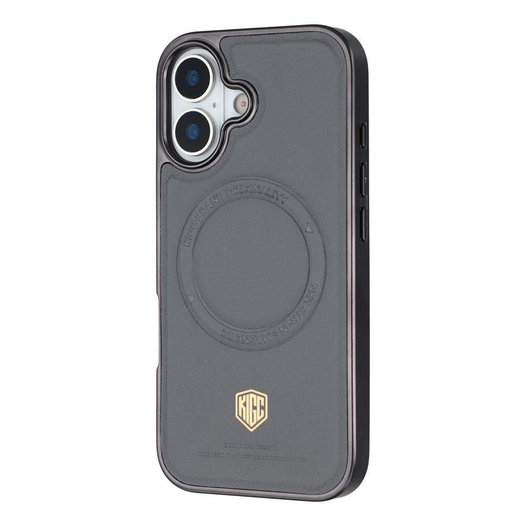 KIGC For iPhone 17 Case Compatible with MagSafe PC + TPU + PU Electroplating Phone Cover