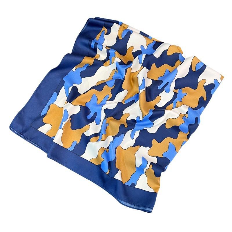 Spring and summer Korean version of the new graffiti design simulation silk scarf women's daily travel sunscreen large shawl commuter scarf