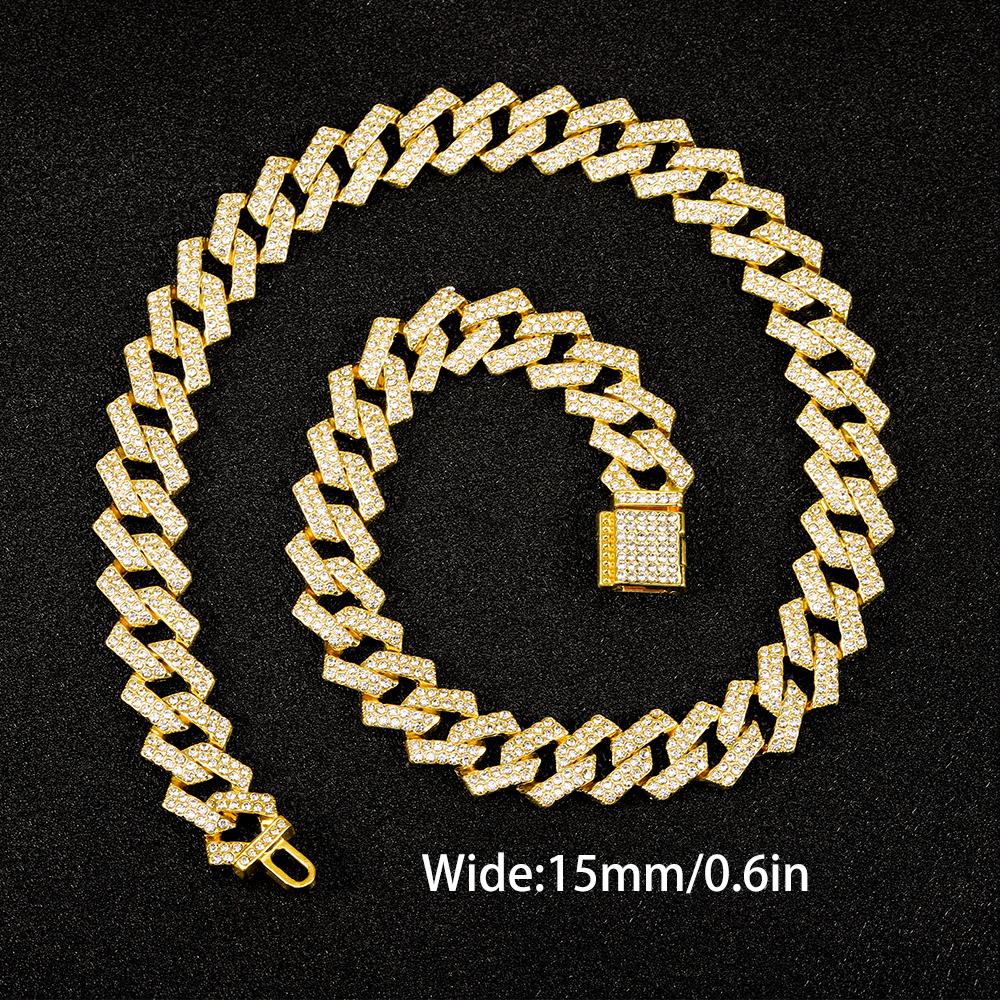 Bling Classic Miami Cuban Chain Luxury Diamond High Quality Necklace 16mm Wide Hip Pop Street Style For Men Women Daily Wear