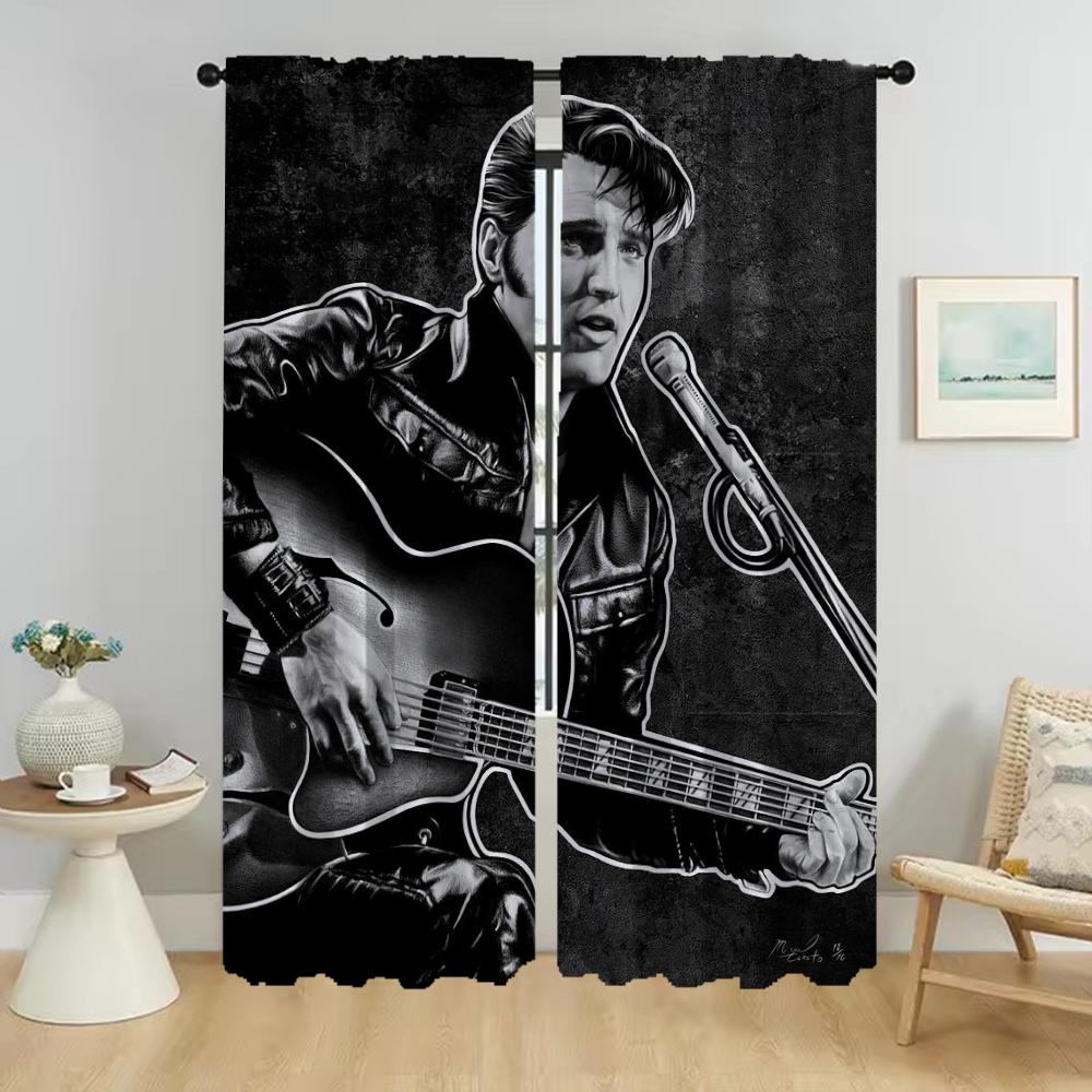 Kitchen Curtains for Camera E-Elvis Tulle for Bedroom Elegant Room Curtains 2 Pieces Blackout Curtain Halloween Decoration Child