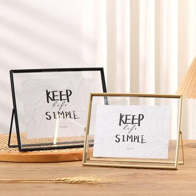 Minimalist Style Metal Photo Frame Rust-proof Transparent Surface Tabletop Decorative Frame Free Standing Horizontal