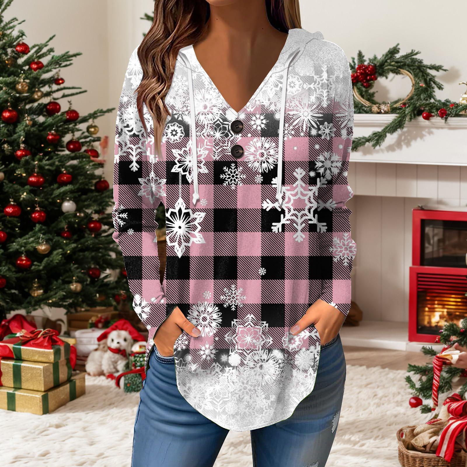 

Women s Casual Fashion Solid Color V Neck Long Sleeve Button Hoodie Tops S рожевий