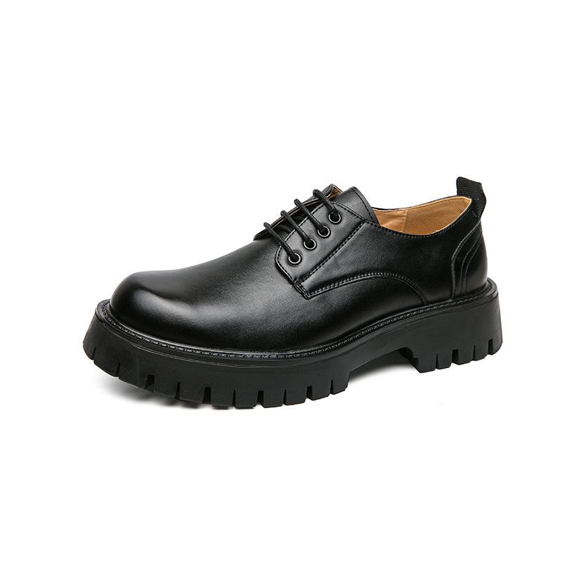 Men s British Style Black Casual Thick-Soled Leather Shoes 44 чёрный