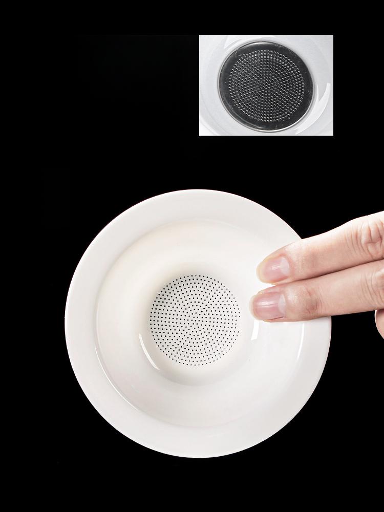 Rundes Teesieb aus weißem Porzellan, Moderne Schlichtheit Haushalt Keramik Tee-Wasser-Trennung, Kreative Glastasse, Teegeschirr