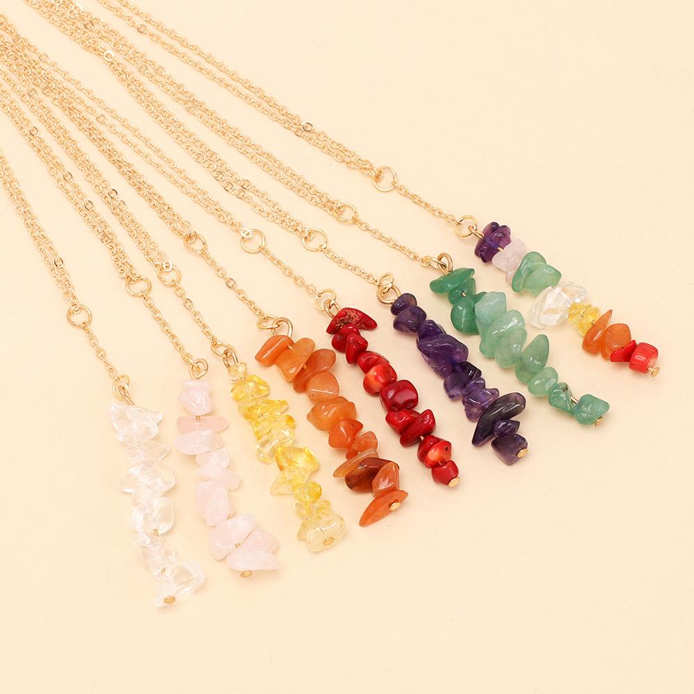 Creative Colorful Raw Crystal Pendant Necklace, Ins Trendy Clavicle Choker