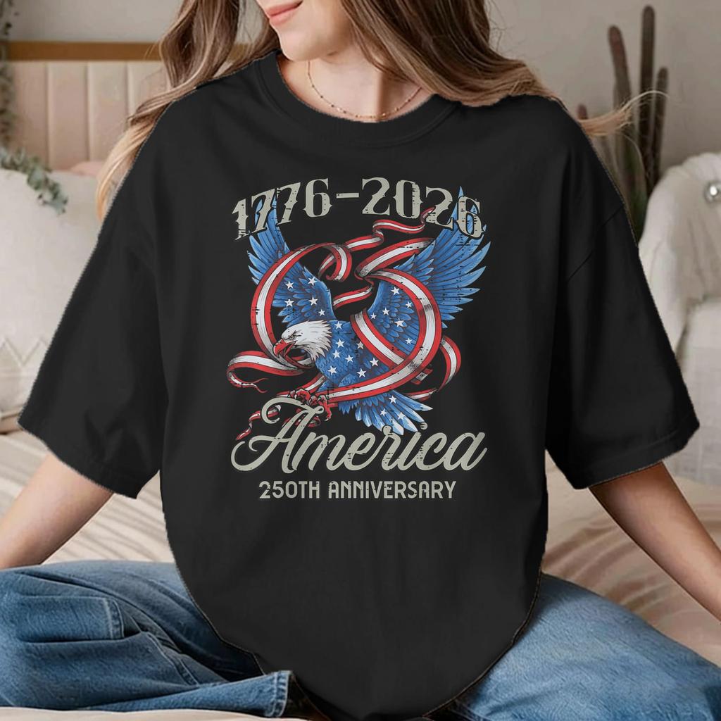 Unisex Unisex TShirt Eagle 250 Years of Freedom USA 17762026 Patriotic Vintage Pure Cotton Tees T Shirt Clothing Birthday Present