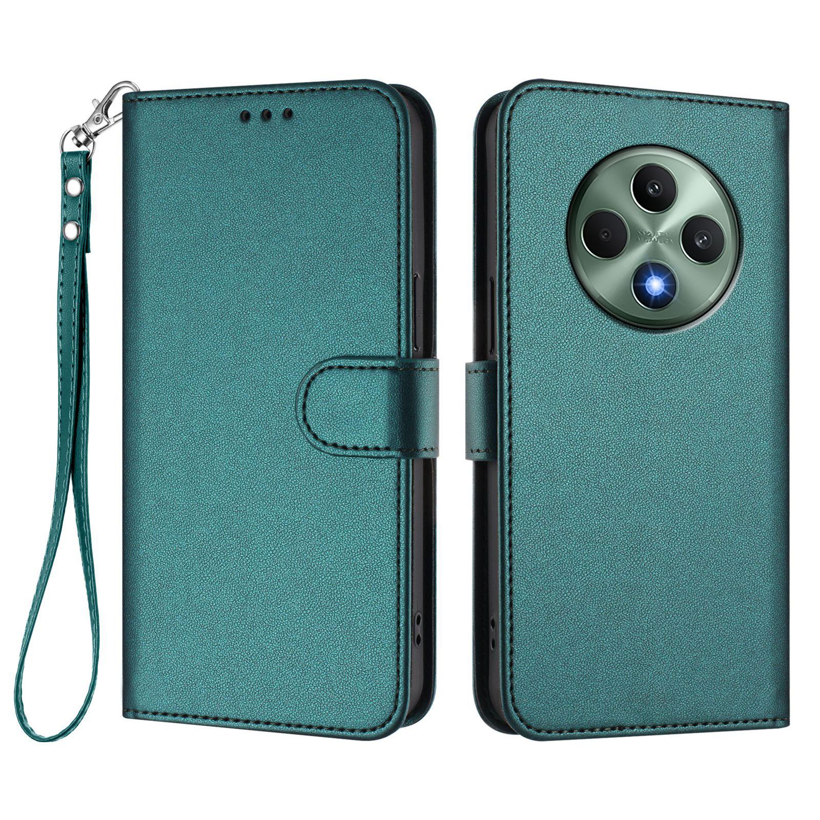 

Для Oppo Reno12 F 4G/Oppo Reno12 FS 5G/Oppo Reno12 F 5G Кожаный чехол Кошелек Подставка Чехол для телефона с ремешком на запястье Green