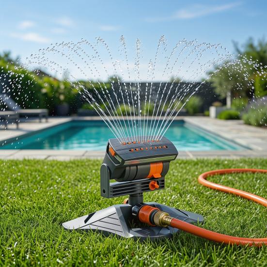 16-Nozzle Oscillating Sprinkler Adjustable Spray Mist Sprinkler 360-Degree Automatic Rocking Sprinkler for Garden Backyard Lawn Irrigation