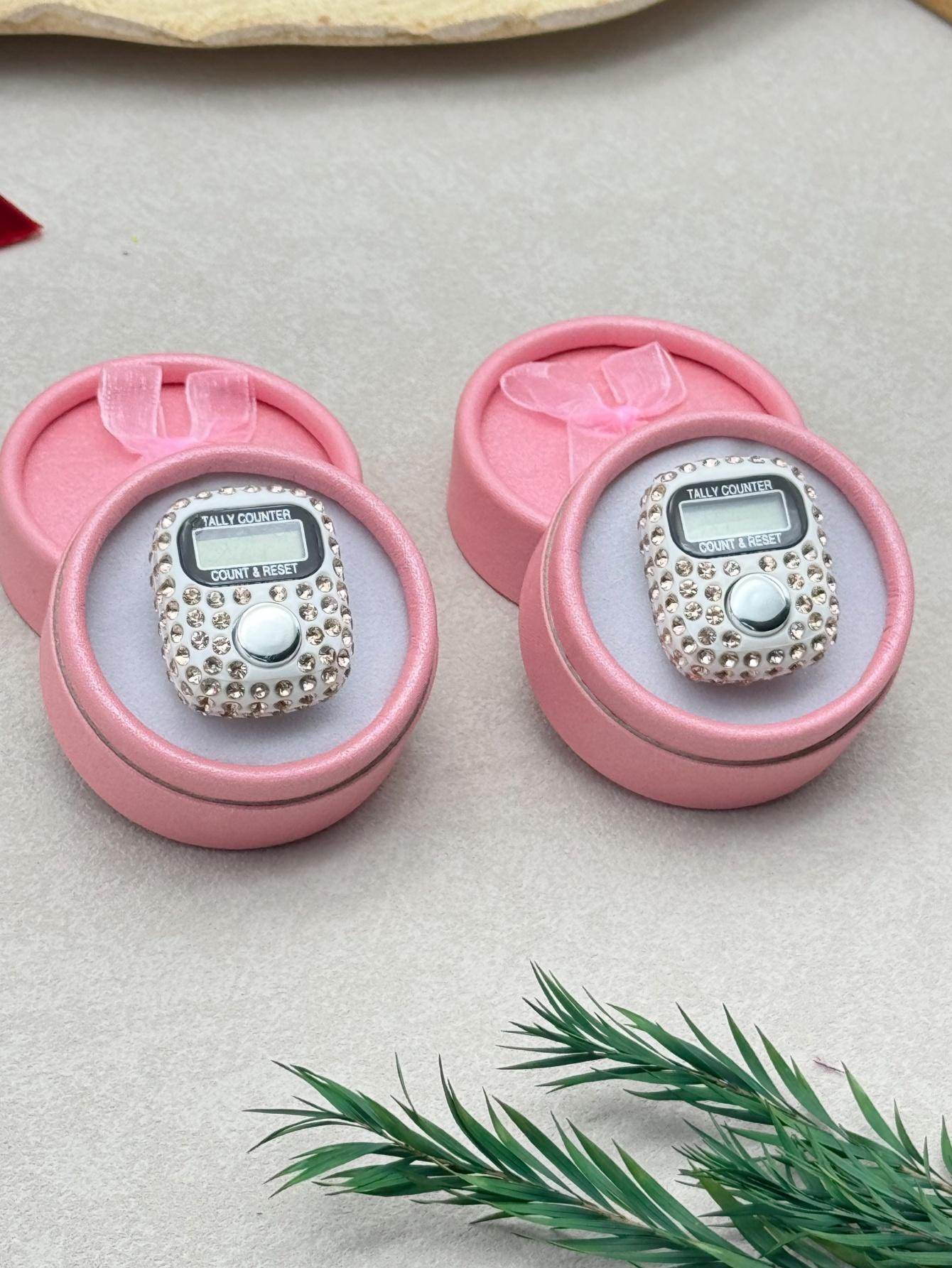 

Luxury Minimalist Diamond-Encrusted Finger Counter, Available in Four Colors, Gift Boxed, Ideal for Holiday Gifts рожевий