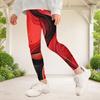 Girls Red Black Abstract Printed Full Length Stretch Waist Yoga Leggings