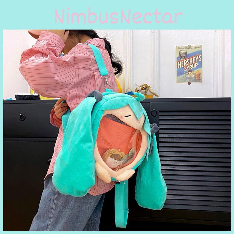 Hatsune Miku Backpack With Plush Material Large Capacity For Daily Use
