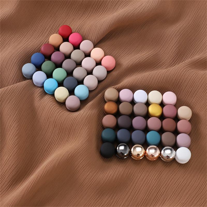 New 54color Matte Silk Scarf Hijab Magnet Brooch Strong Magnetic Buttons Round Shawl Dual-use Collar Clip Cufflinks