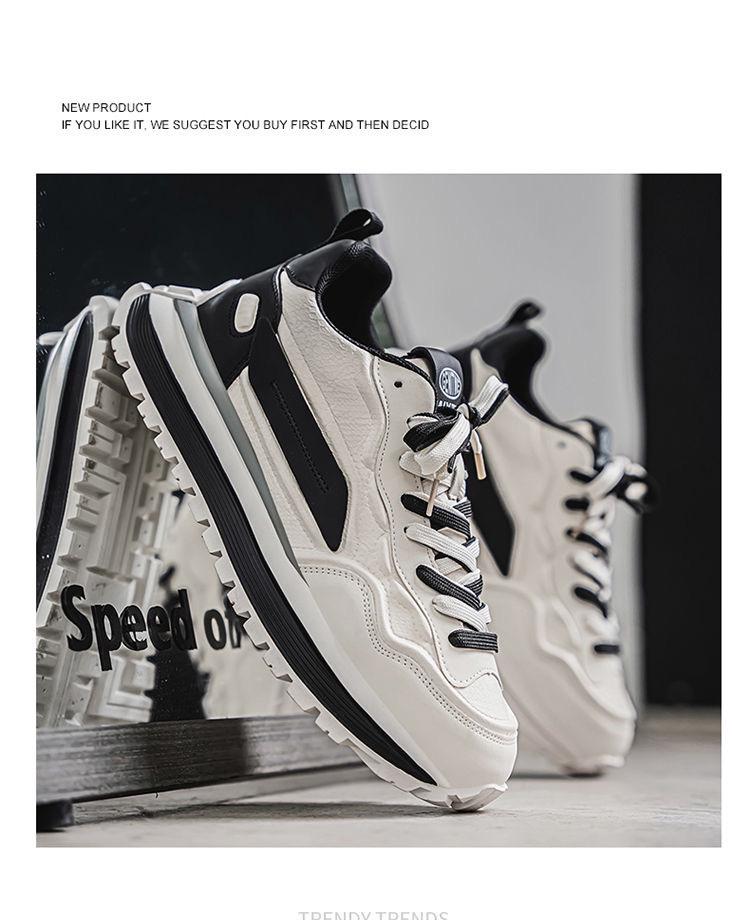 Men's Spring 2025 Breathable Casual White Sneakers, Non-Slip Soft Sole Trendy Dad Shoes